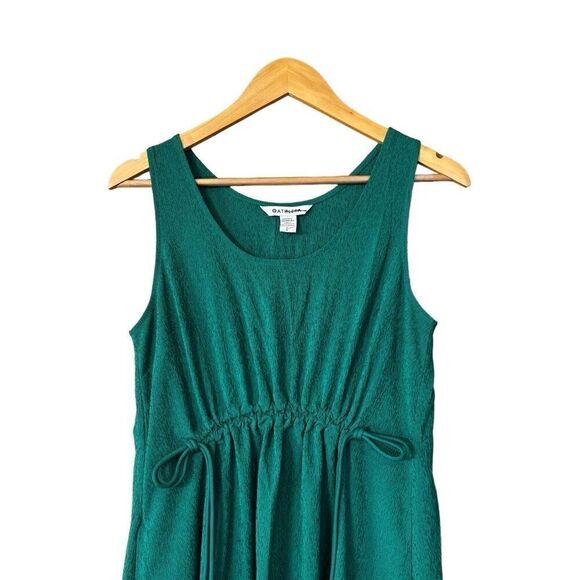 Athleta Emerald Green Echo Midi Dress Size Medium Ruched Waist Maxi Tank - Picture 10 of 13